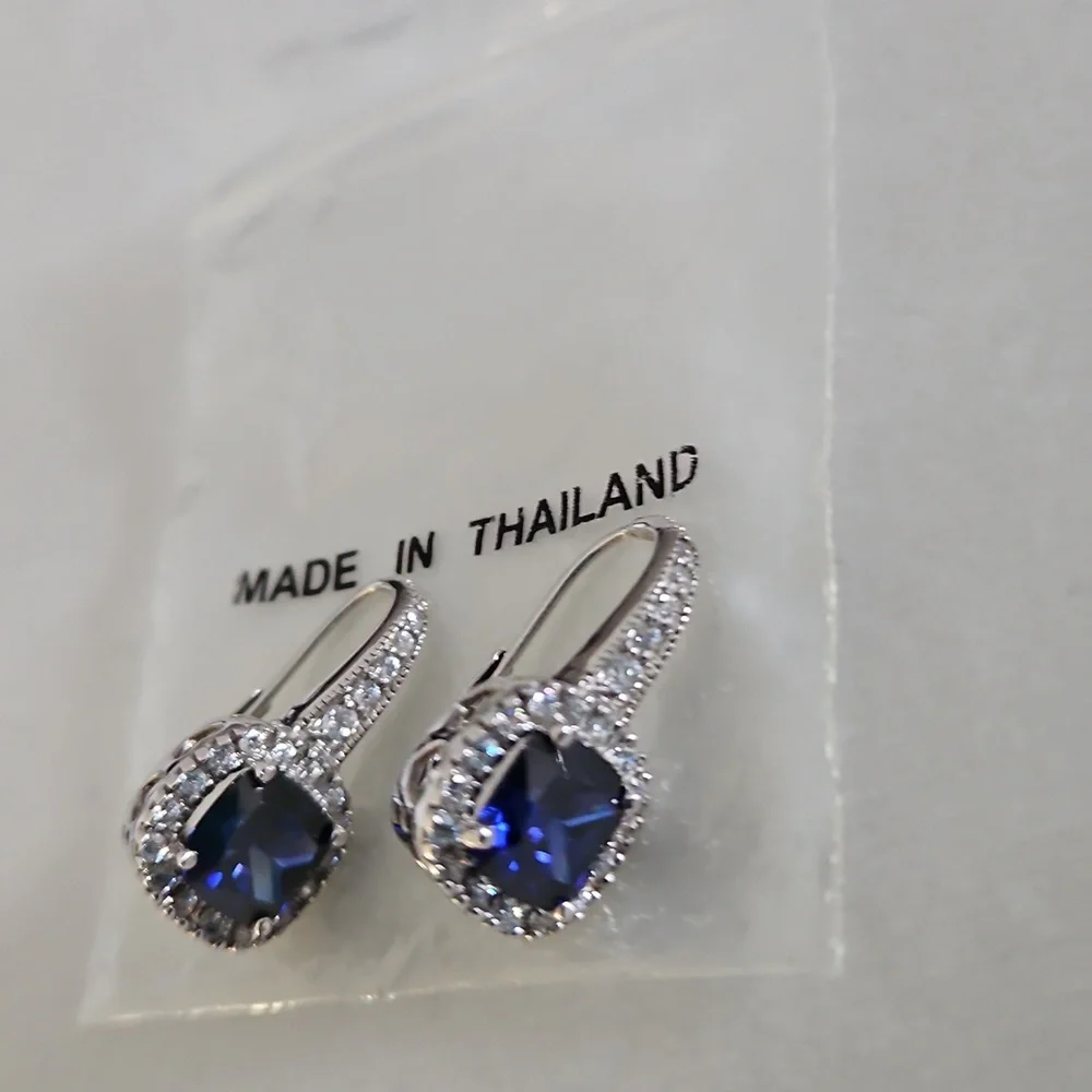 Cushion Cut Sapphire Earrings - Picture 9 of 16